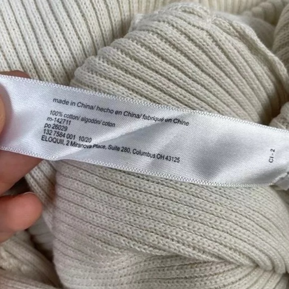 Eloquii Beige Long Sleeve Button Front Ribbed Sweater Knit Jumpsuit - Picture 8 of 12